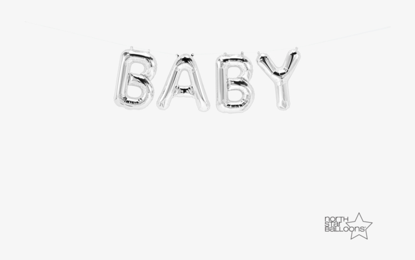 Baby Balloon Banner, Baby Shower Decoration - Silver, transparent png #8656652