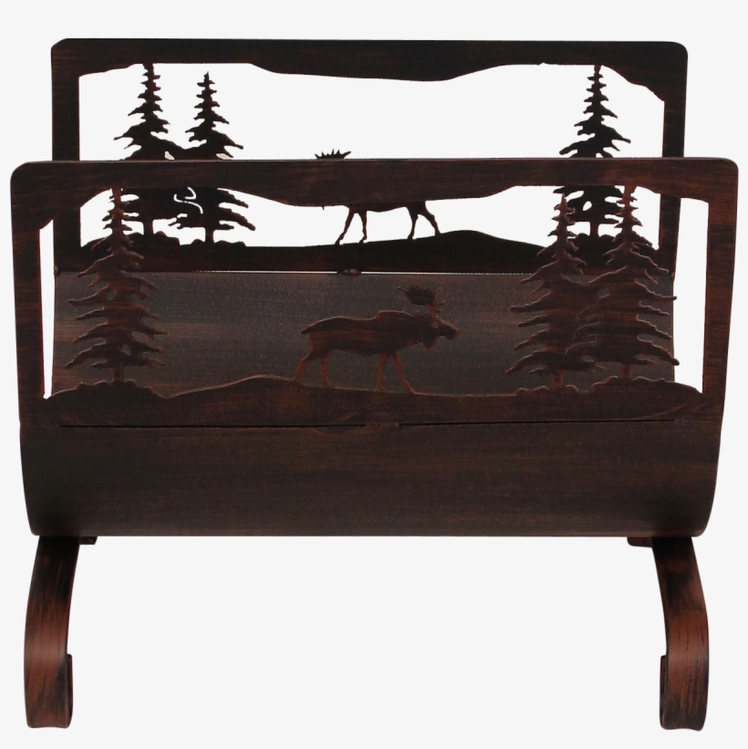Moose Scene Wood Holder - Wood, transparent png #8659839