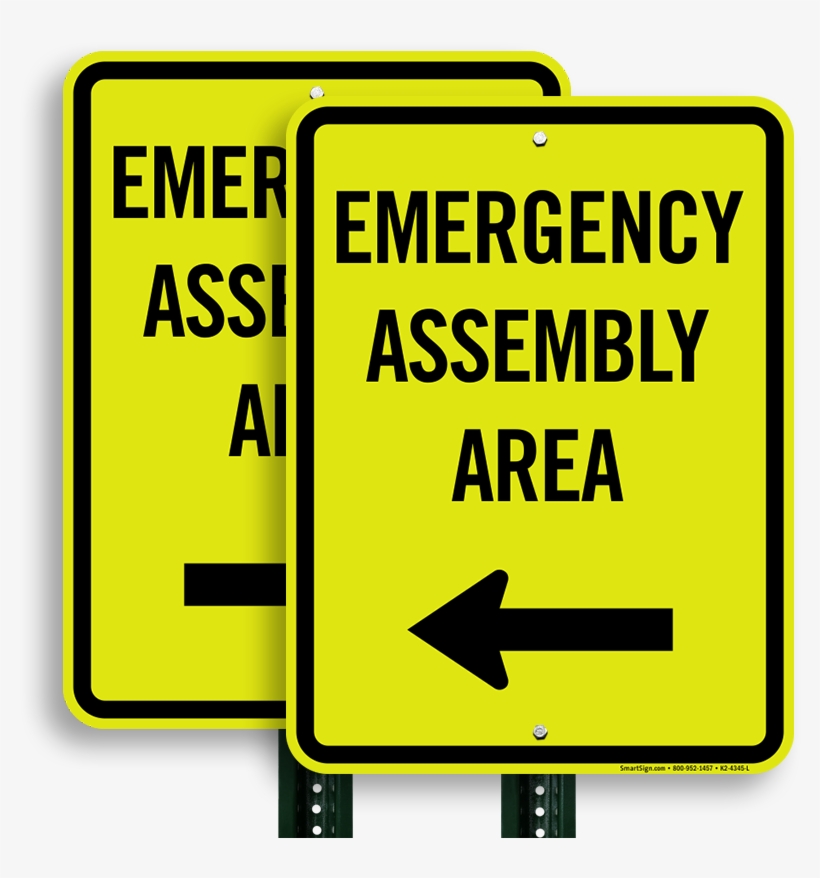 Emergency Assembly Area Left Arrow Sign - Momentum Youth Conference, transparent png #8661106