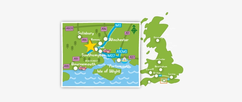 Paultons Park And Peppa Pig World Directions - Peppa Pig World On Map, transparent png #8662878