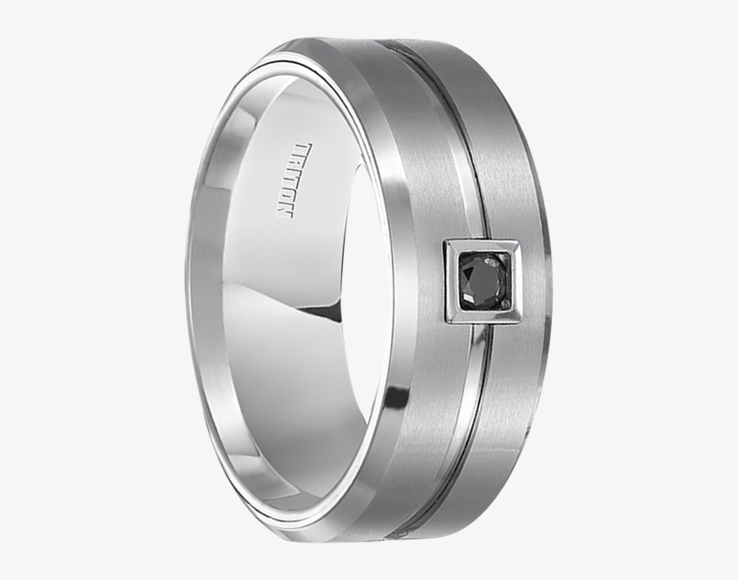 10 Cwt Genuine Black Diamond Ring White Tungsten - Titanium Ring, transparent png #8665548