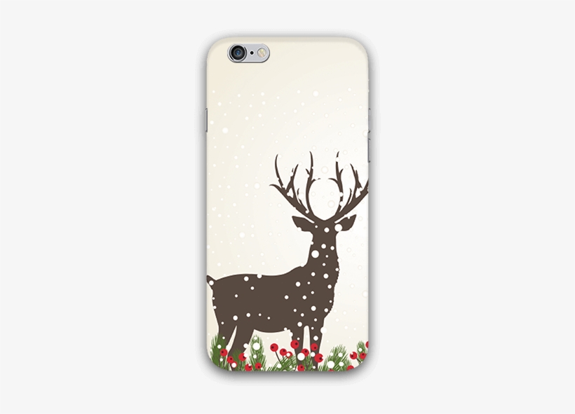 Deer Background With Snow Iphone 6 Mobile Case - Mobile Phone, transparent png #8665966