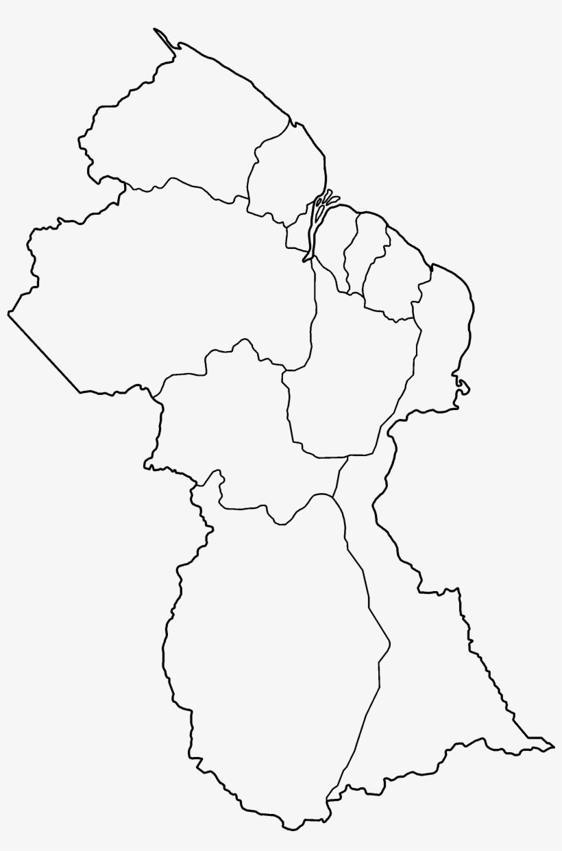 Administrative Map Of Guyana Pictures File Regions - Line Art, transparent png #8666465