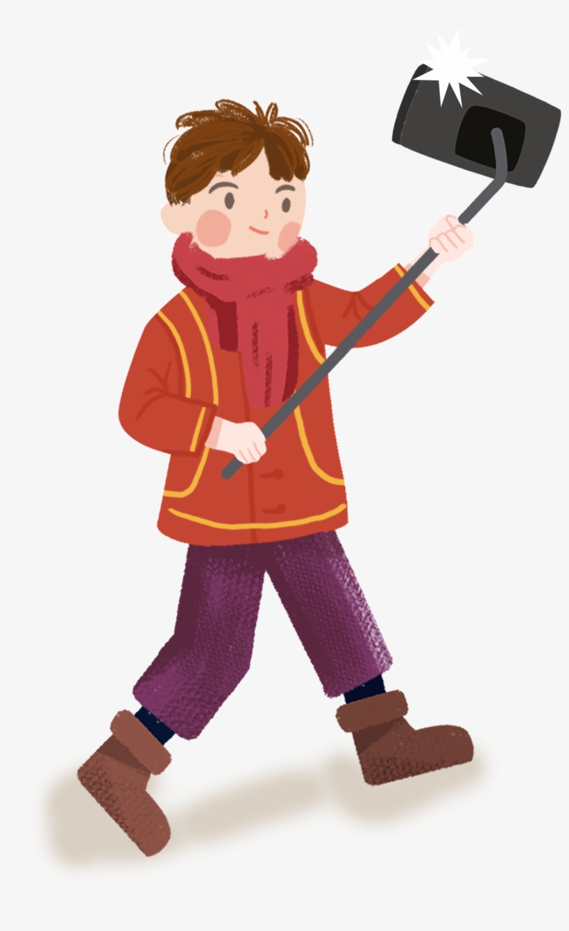 Festive Selfie Photographing Red Png And Psd - Cartoon, transparent png #8667148