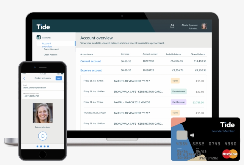 Europe Has Seen A Large Wave Of Startup Banks Pop Up - Tide Business Bank Card, transparent png #8671218