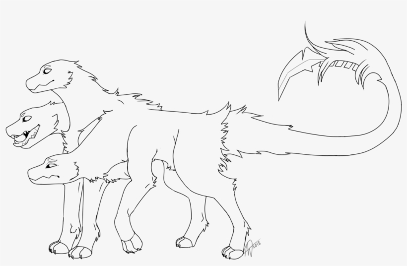 Cerberus -lineart - Line Art, transparent png #8672107