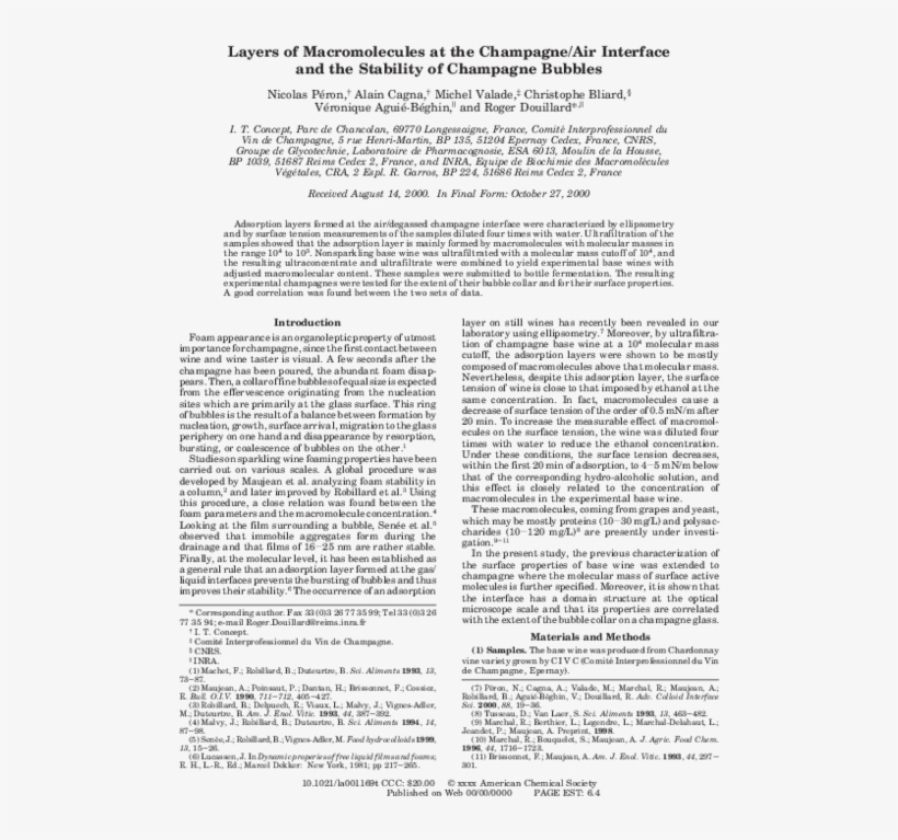 Layers Of Macromolecules At The Champagne/air Interface - Document, transparent png #8674425