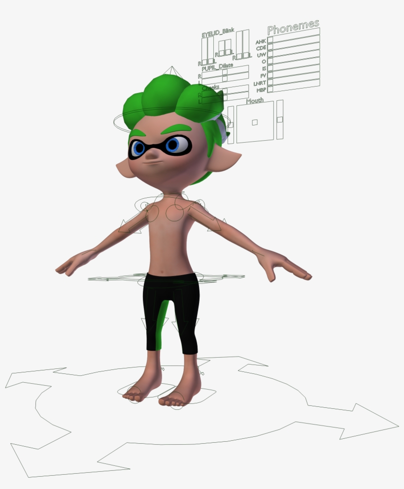 Inkling Boy And Octoling Boy 3d Model Rig From Splatoon, transparent png #8676484