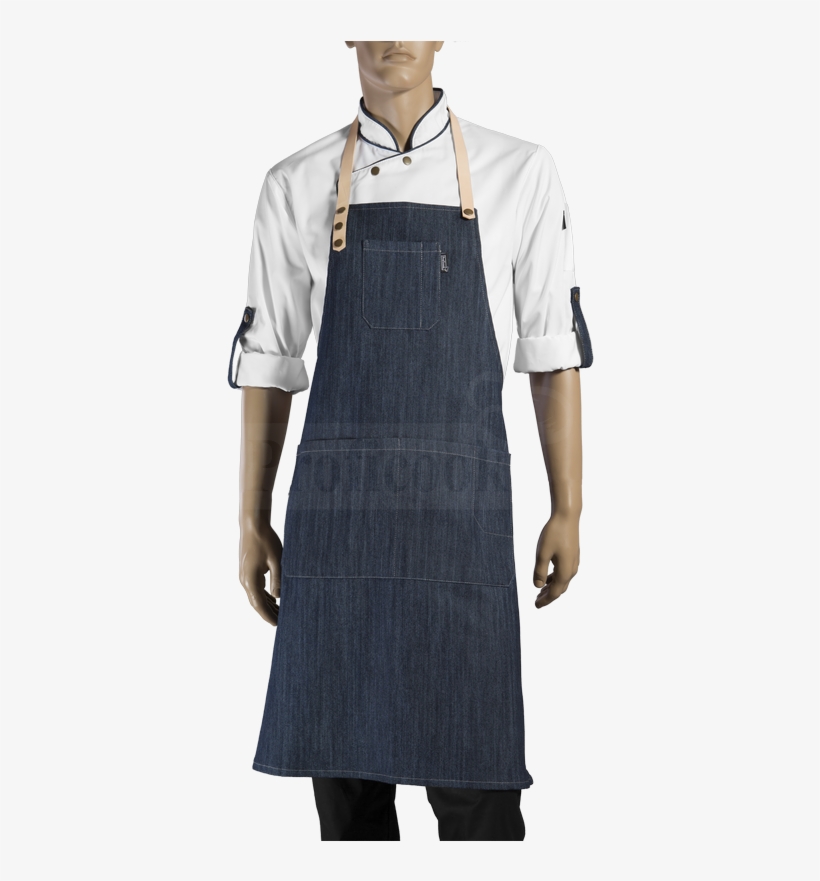 Denim Apron With Leather Straps - Waiters Aprons, transparent png #8683384