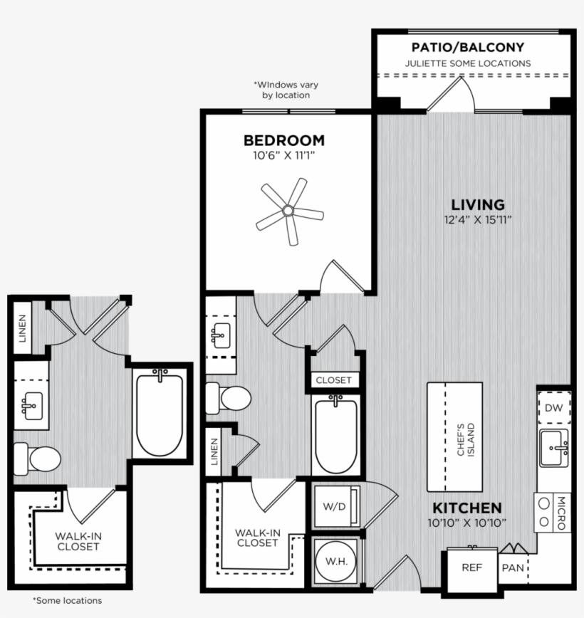 One Bedrooms - Closet Location Bedroom, transparent png #8683390