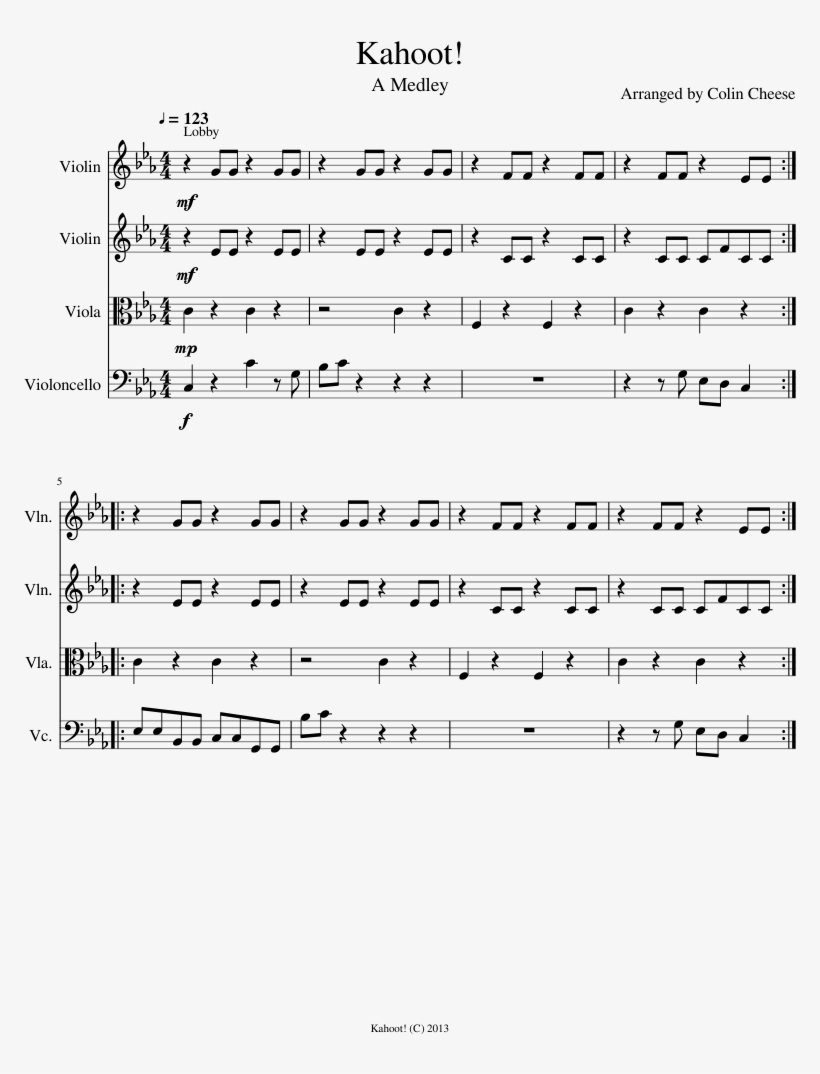 Kahoot Orchestra Medley - Jingle Bell Rock Violin 1, transparent png #8684970