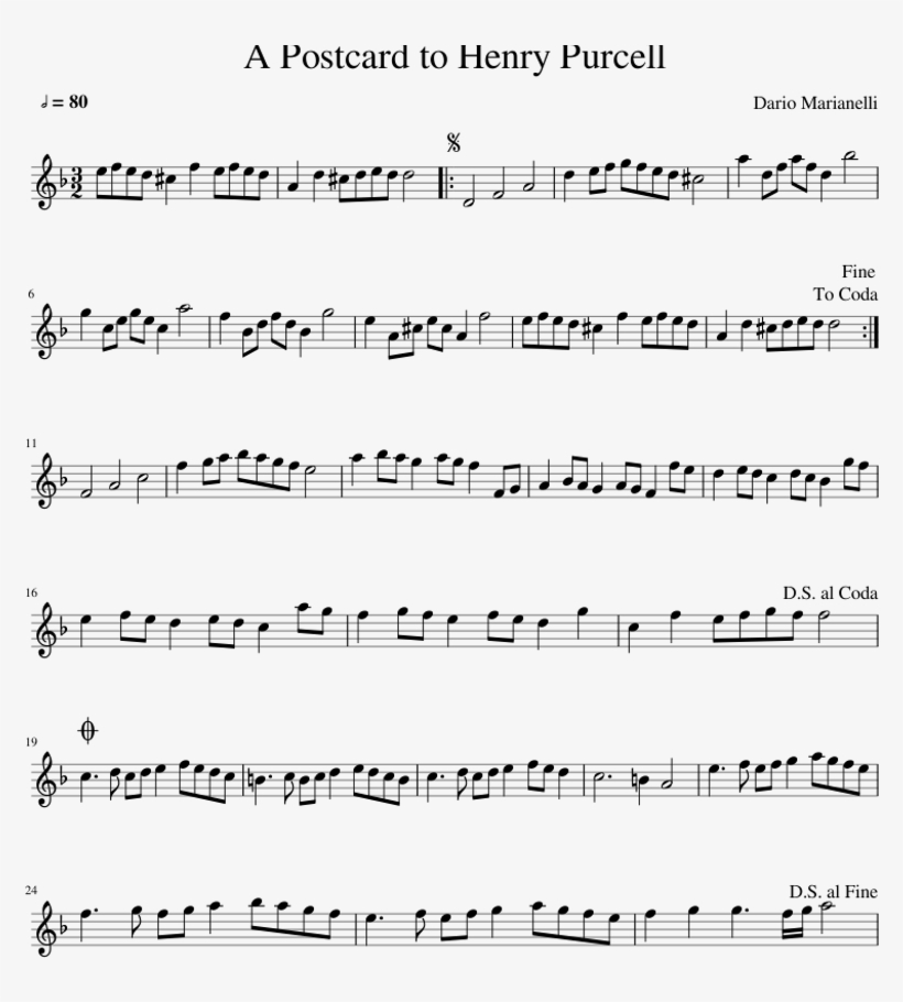 A Postcard To Henry Purcell - C Major One Octave Songs, transparent png #8687777