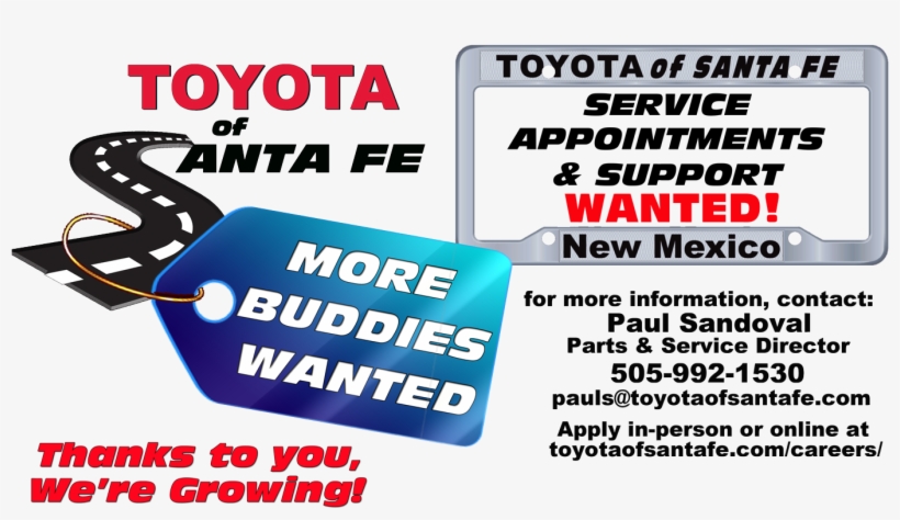 Service Appointment Setters Wanted - Toyota Of Santa Fe, transparent png #8688409
