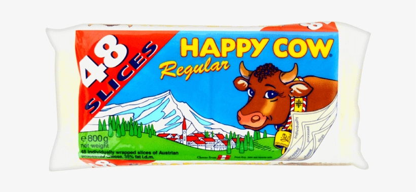 Happy Cow Slice Cheese Regular 800g - Happy Cow Slices Cheddar, transparent png #8692282