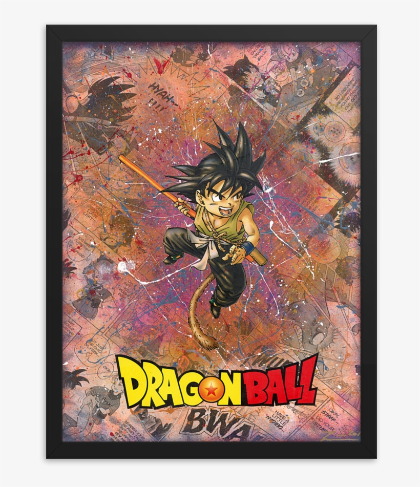 Kid Goku Dragonball Comic Canvas Framed Reproduction - Poster, transparent png #8694130
