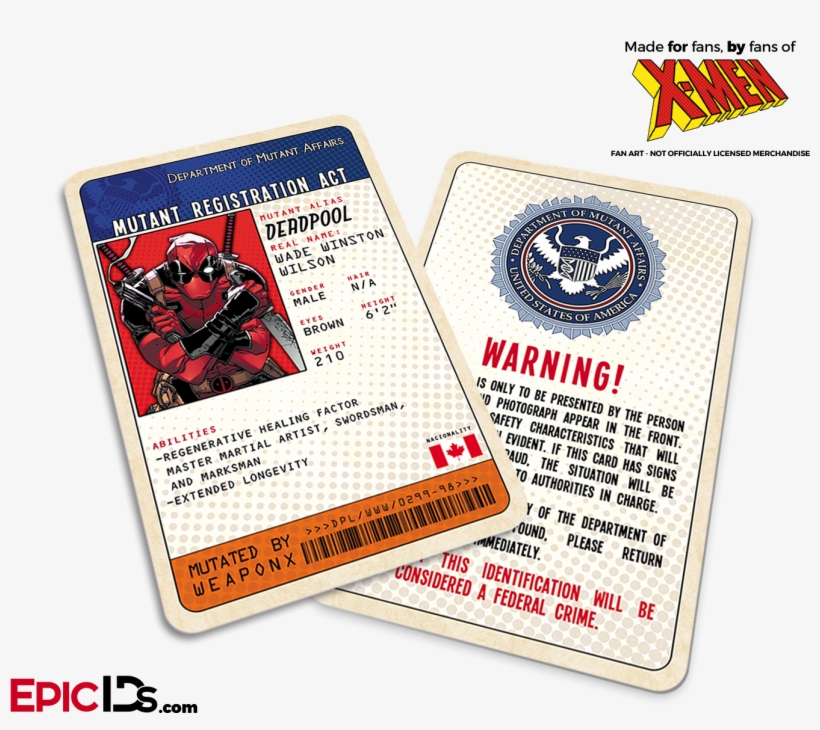 Mutant Registration Act 'x-men' Classic Comic Identification - Mutant Registration Act Card, transparent png #8694901