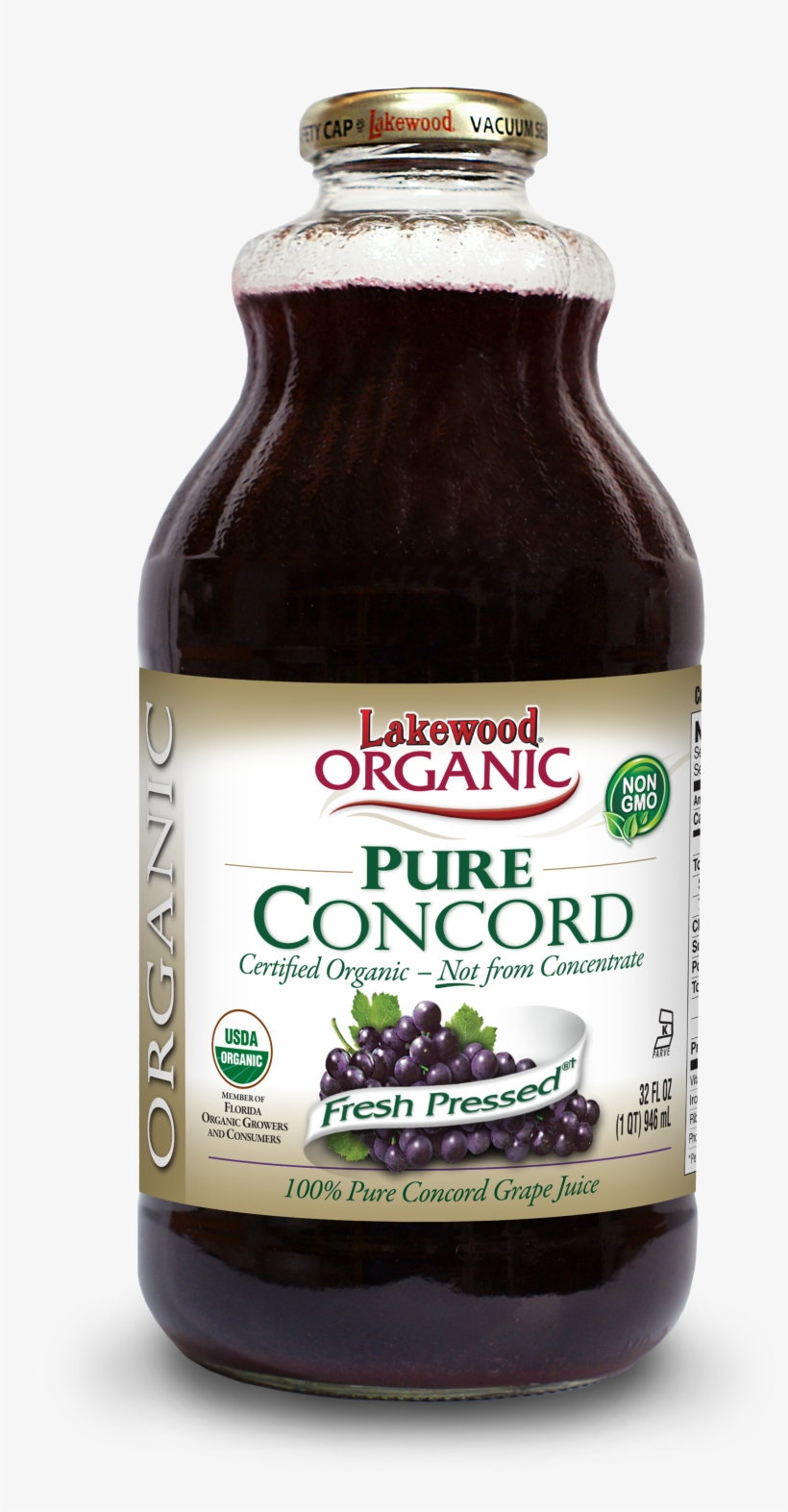 Lakewood Organic Pure Concord Grape Juice, 32 Ounce - Lakewood Organic Prune Juice, transparent png #8698968