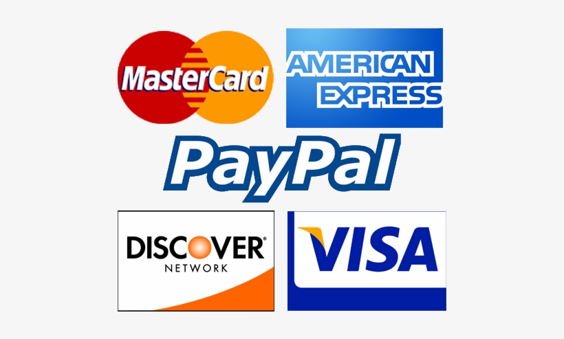 Credit Card Logos - Visa Mastercard American Express Discover Paypal