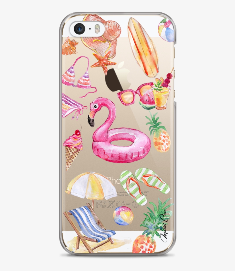 Coque Iphone 5c Summer Watercolor Pattern Beach - Mobile Phone Case, transparent png #871726