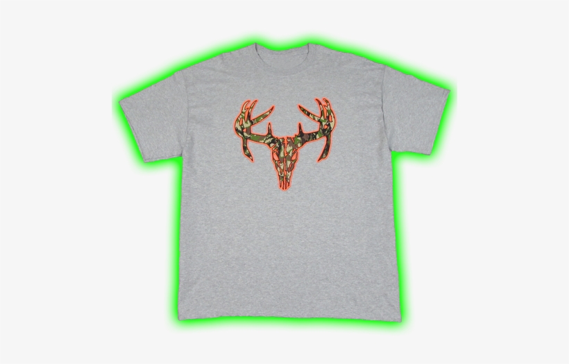 Neon Deer Antlers Skull - Deer Hunter Woods Camo Deer Skull T-shirt S-5xl Black, transparent png #873662