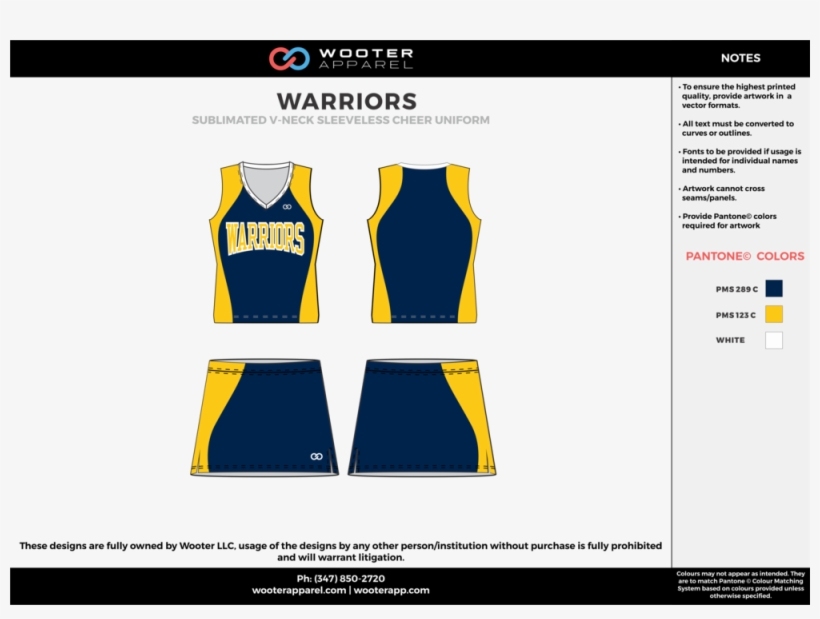 Warriors Yellow Navy Blue Cheerleading Uniforms, Top, - Cheerleading Uniform, transparent png #875099