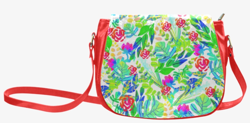 Cute Tropical Watercolor Flowers Classic Saddle Bag/small - Nightmare Skull Sally' S Dress Women's Black Classic, transparent png #875364