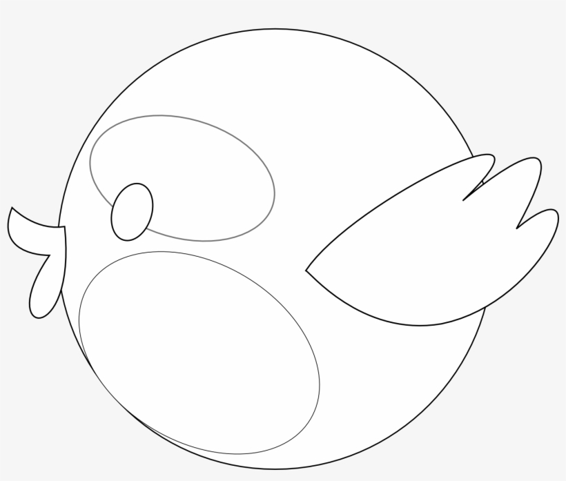 Twitter Bird 47 Black White Line Art Christmas Xmas - Clip Art, transparent png #877464