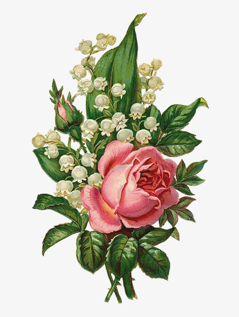 Clipart Free Download Png Vintage Roses Scrap And Decoupage - Roses Lily Of The Valley, transparent png #878362