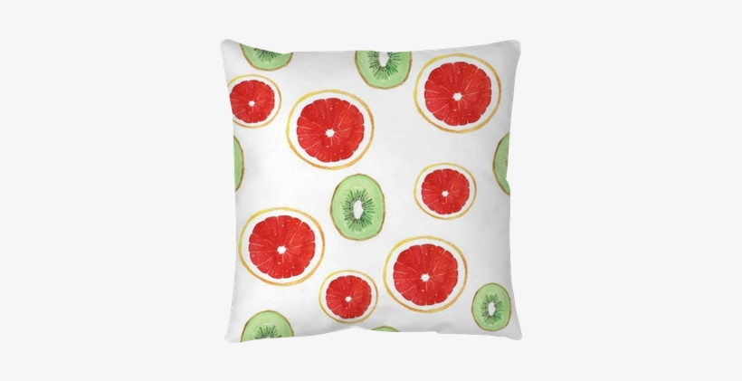 Watercolor Grapefruit Kiwi Pattern Fruit Throw Pillow - Kunstdruk: Watercolor Kiwi By Shat88, 30x30cm., transparent png #878771