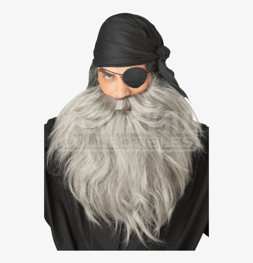 Gray Pirate Beard And Moustache - Adult Pirate Costume Beard And Moustache Set, transparent png #879355