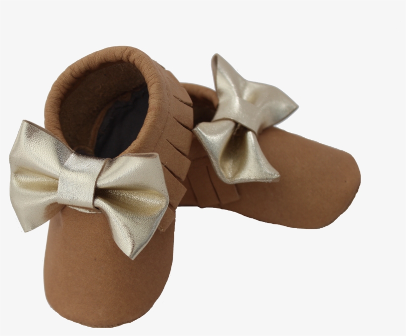 Gold Bow Genuine Leather Moccasins, transparent png #8700850