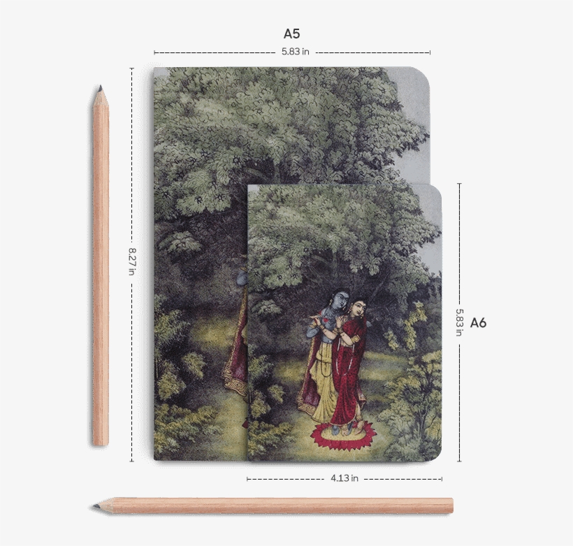Dailyobjects Indian Mythology Krishna Radha A5 Notebook - Painting, transparent png #8702373