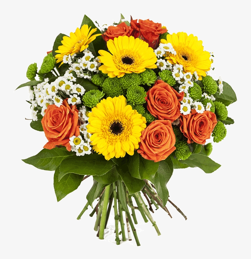 Bouquet Of Flowers - Flowers Orange And Yellow And White, transparent png #8704586