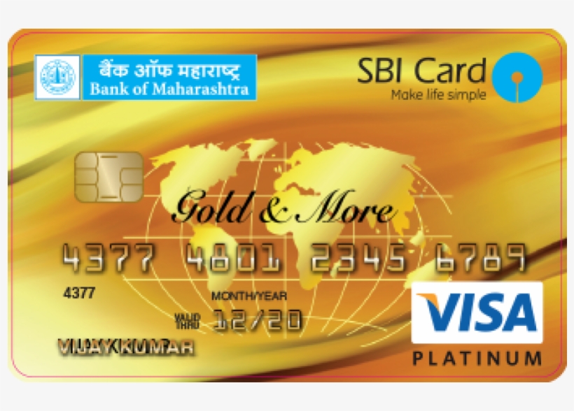 Bank Of Maharashtra Sbi Visa Credit Card Image - Bank Of Maharashtra Atm Card, transparent png #8704686