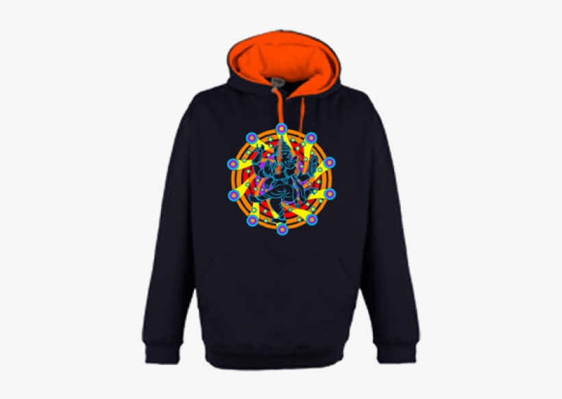 "glow " Navy & Neon Orange - Green And Purple Hoodie, transparent png #8704833