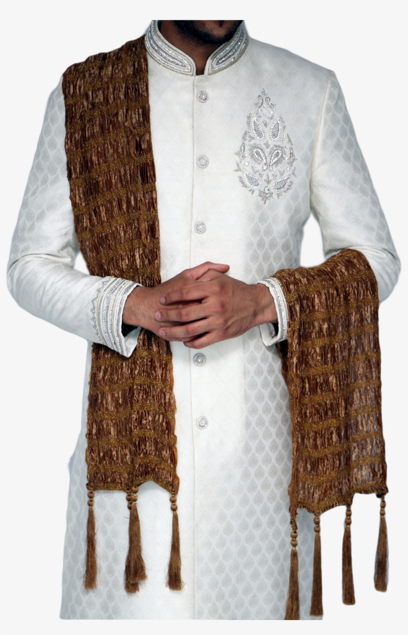 Image Is Loading Copper And Gold Stripe Sherwani Scarf - Formal Wear, transparent png #8705063