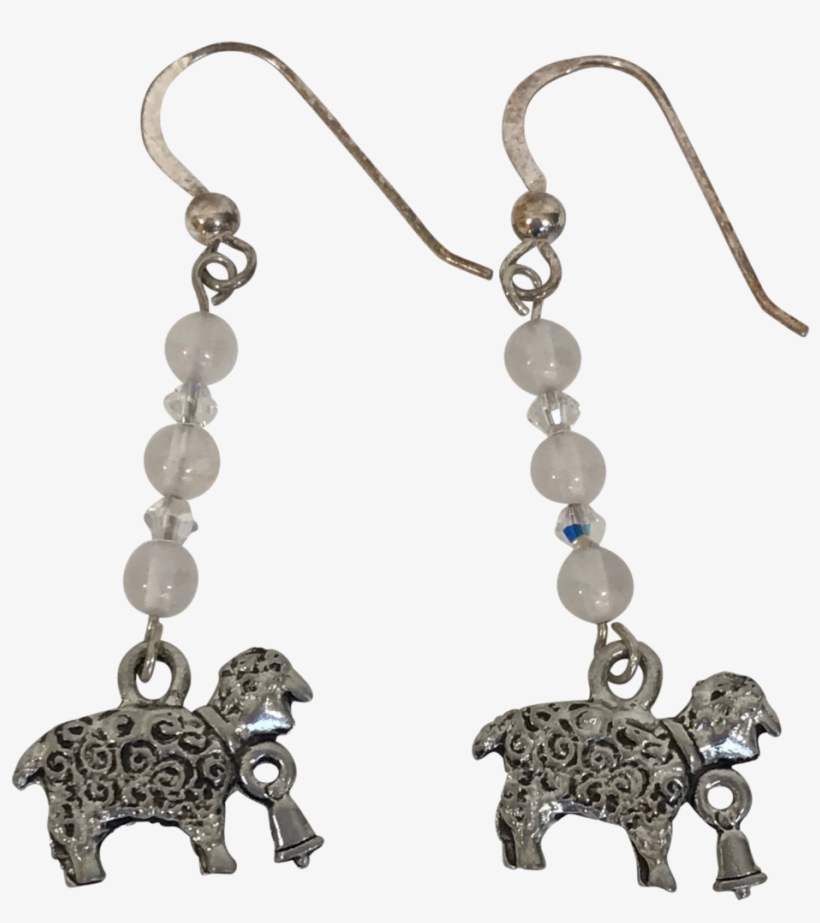 Sheep Sterling Silver Rose Quartz Swarovski Crystal - Earrings, transparent png #8708279