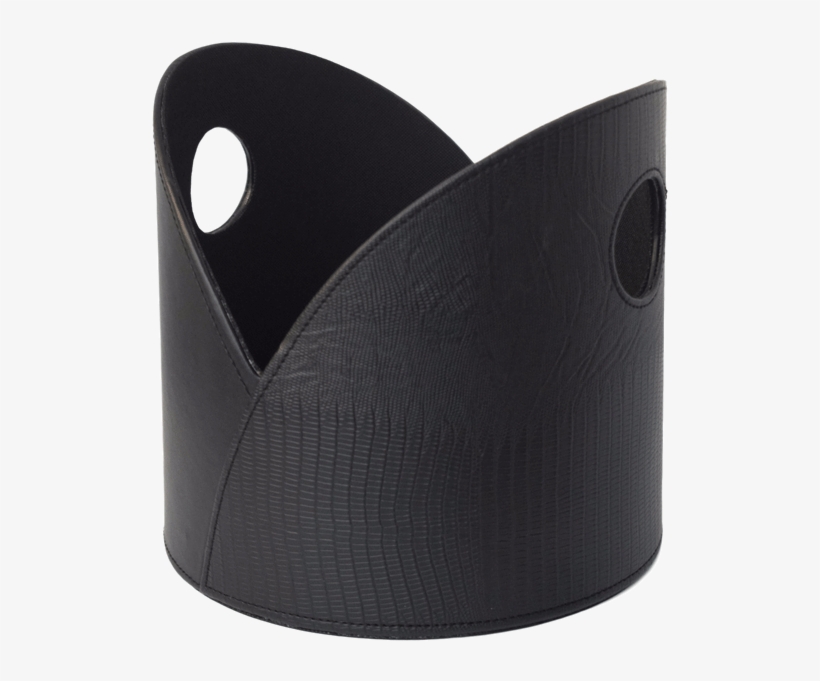 Black Leather Basket - Wood, transparent png #8709825