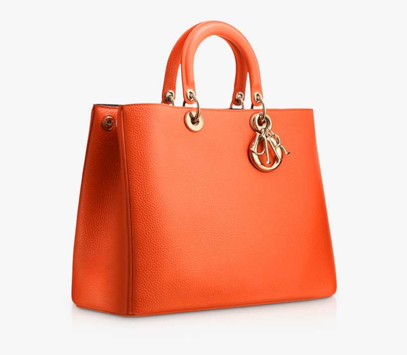 Large Tangerine Leather "diorissimo" Bag - Tote Bag, transparent png #8709829