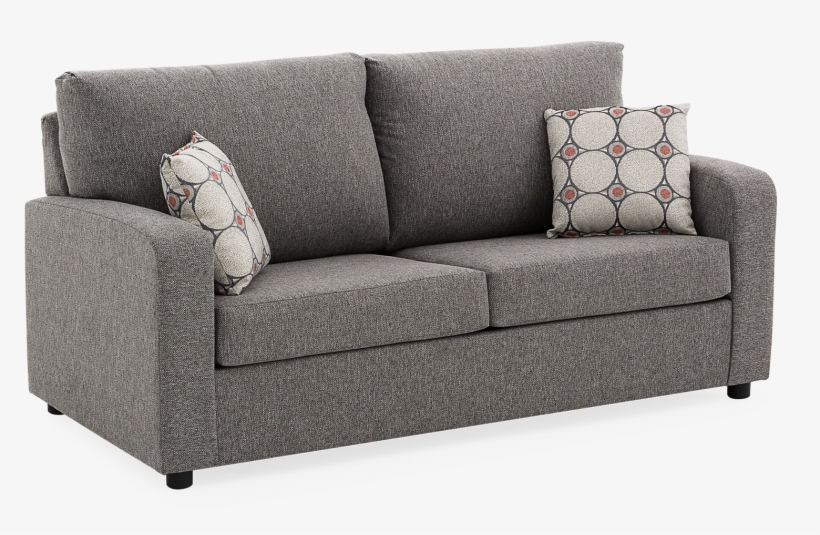Grey Upholstered Sofa-bed With Decorative Cushions - Studio Couch, transparent png #8712412