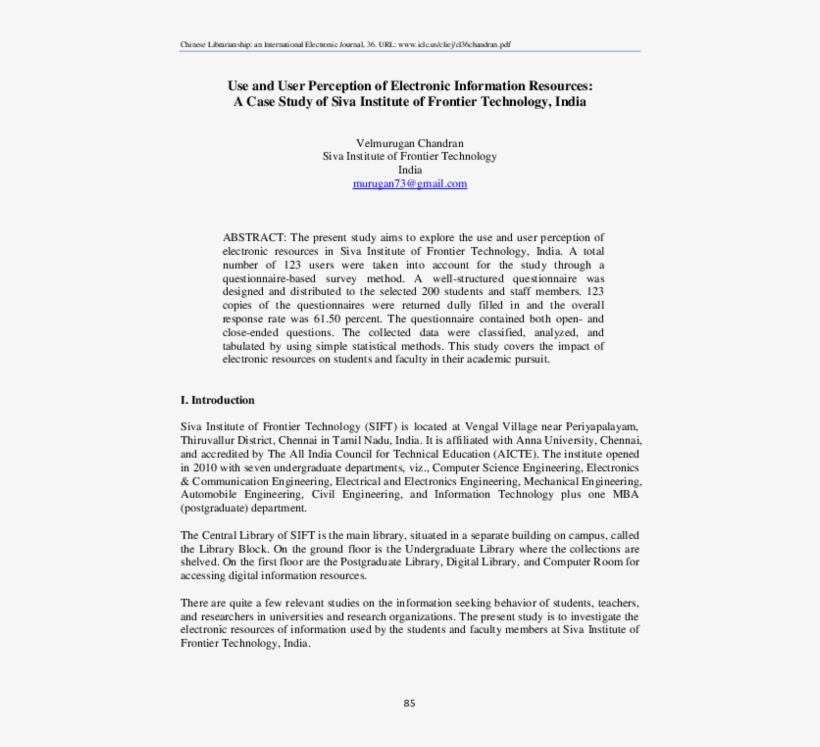 Use And User Perception Of Electronic Information Resources - Working Capital Management In Construction Journal, transparent png #8713039