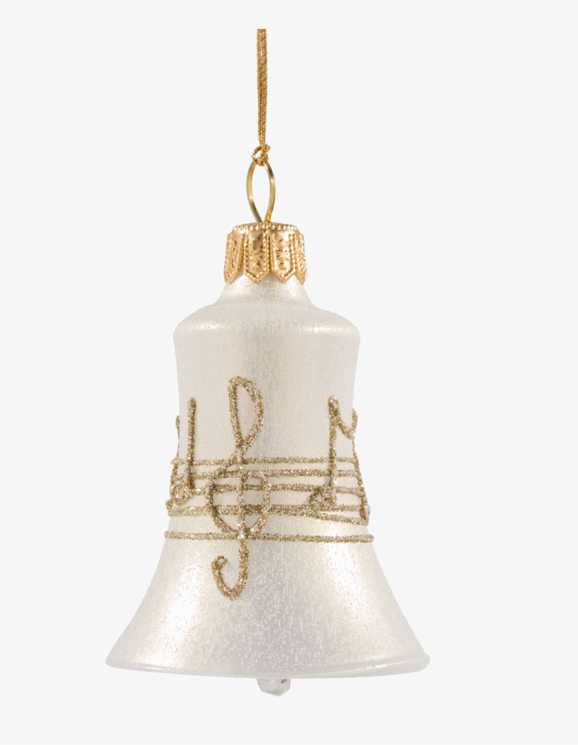 Glass Bell Creme Colored With Musical Notes - Church Bell, transparent png #8713675