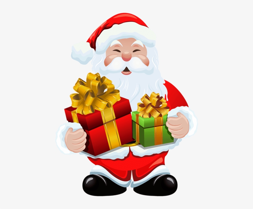 Snata Claus With Gift Clipart - Santa Claus With Gifts Png, transparent png #8715189