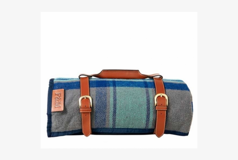 Fortnum & Mason Picnic Rug, Eau De Nil & Navy Blue - Messenger Bag, transparent png #8721519