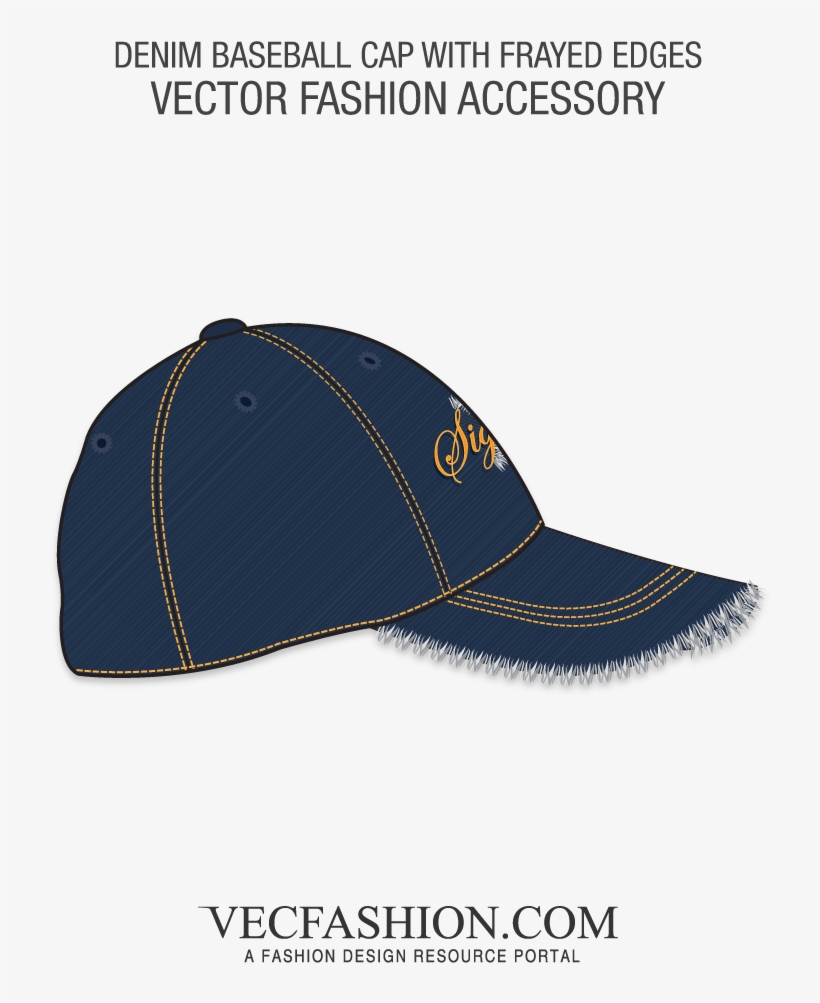 Denim Baseball Cap With Frayed Edges - Baseball Cap, transparent png #8721844