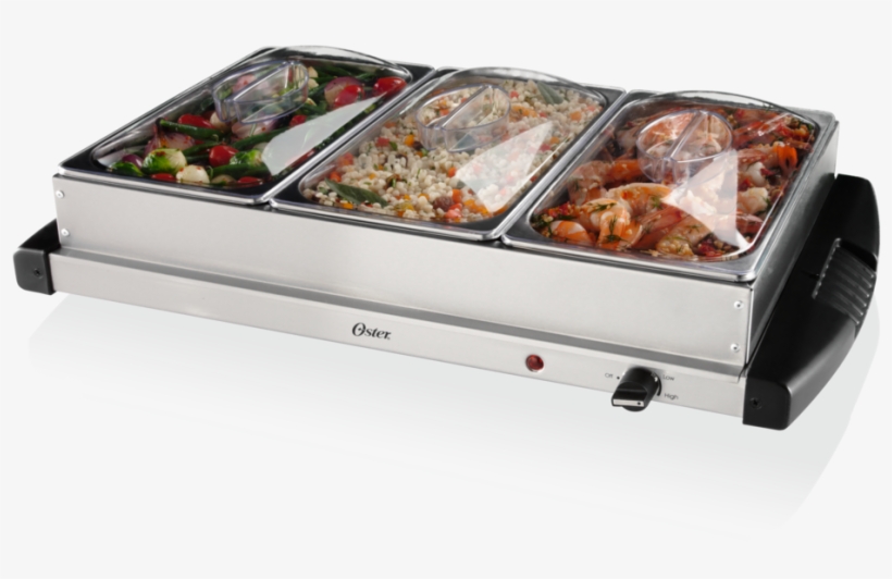 Oster Buffet Server, Triple Tray, 2-1//2 Quart, Stainless - Tray, transparent png #8722698