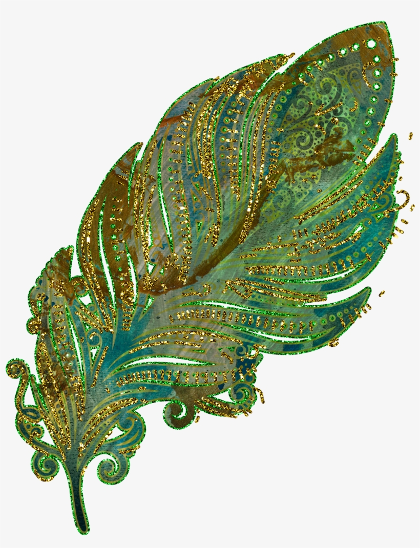 Feathers Glitter Gold Clip Art - Embroidery, transparent png #8724207