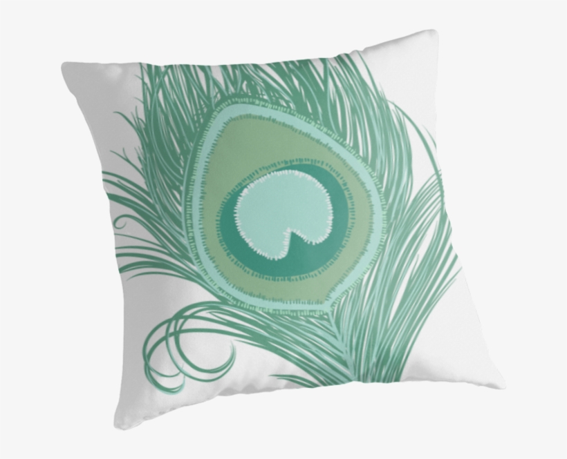 Mint Peacock Feather Pillow Cushion Free Transparent Png
