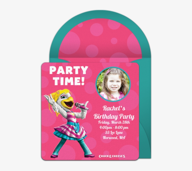 Customizable, Free Chuck E - Chuck E Cheese Invitations For Girls, transparent png #8724309