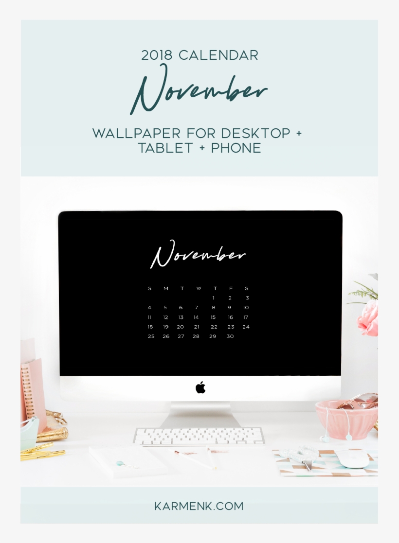 Free November 2018 Digital Calendar Wallpaper Backgrounds - Computer Monitor, transparent png #8725349